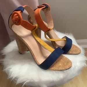 Colorblock chunky heel